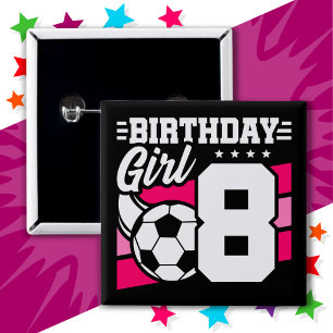 8 Jaar Oud Voetbal Football Feest 8e Verjaardag Me Vierkante Button 5,1 Cm