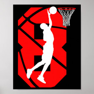 8 jaar oude 8e verjaardag Jongen Basketball-liefhe Poster