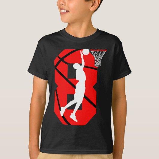 8 jaar oude 8e verjaardag Jongen Basketball-liefhe T-shirt (Voorkant)