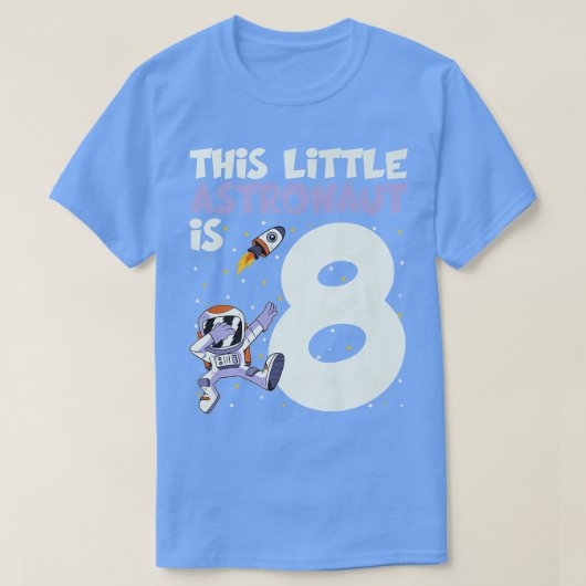 8 jaar oude Astronaut Boy ruimt 8e dag dobbel als T-shirt (Design voorkant)