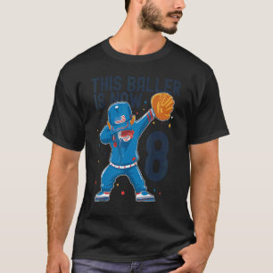 8 jaar oude Baseball 8-Baller Player Boy T-shirt
