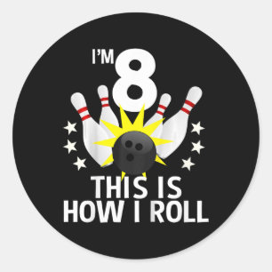8 jaar oude bowling verjaardagsfeestje Shirt hoe i Ronde Sticker