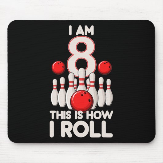 8 jaar oude bowlingfeest 8e verjaardag is hoe ik r muismat (Voorkant)