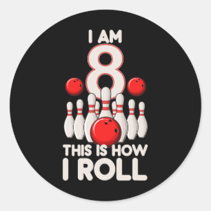 8 jaar oude bowlingfeest 8e verjaardag is hoe ik r ronde sticker