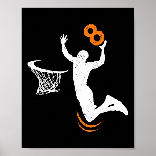8 jaar oude Bysketbyll Dunk 8e verjaardagsfeestje  Poster (Voorkant)