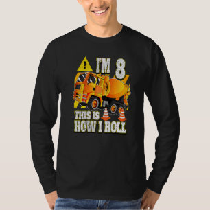 8 jaar oude dag betonmixer vrachtwagen t-shirt