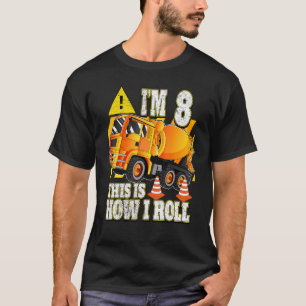 8 jaar oude dag betonmixer vrachtwagen t-shirt