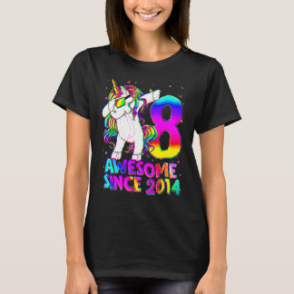 8 jaar oude eenhoorn dabbing 8e verjaardag meisje  t-shirt