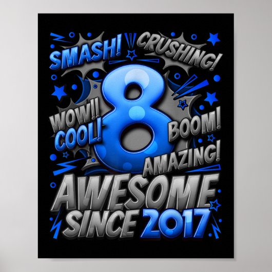 8 jaar oude geschenken voor jongens 8e verjaardag poster (Voorkant)