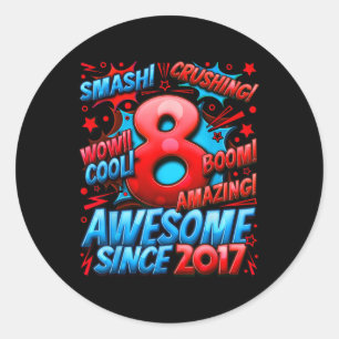 8 jaar oude geschenken voor jongens 8e verjaardag ronde sticker