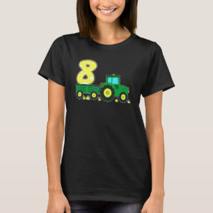 8 jaar oude groene Boerderij Tractor Birthday Part T-shirt