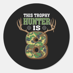 8 jaar oude jager 8e geboortedag Deer Hunter Ronde Sticker
