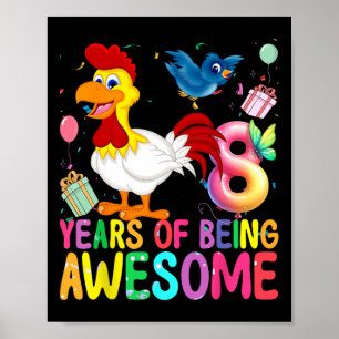 8 jaar oude kip 8e verjaardag meisje kip deel poster