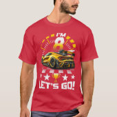 8 Jaar Oude Race 8e Verjaardag Party Gold Racing R T-shirt (Voorkant)
