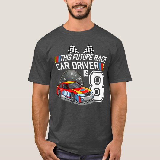 8 Jaar Oude Race Verjaardag 8e Stock Racing Party  T-shirt (Voorkant)