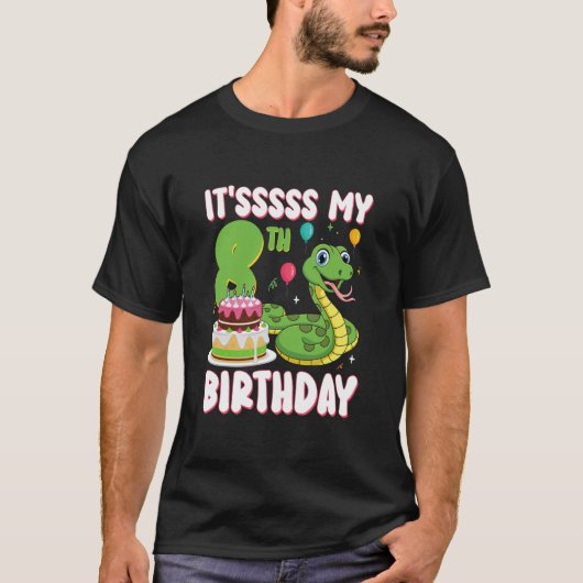 8 Jaar Oude Slang 8e Verjaardag Python Feestje Kin T-shirt (Voorkant)