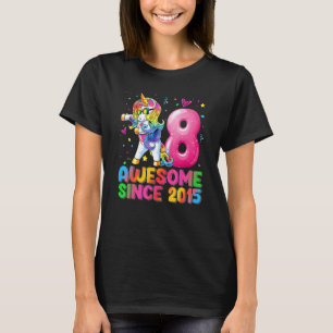 8 jaar oude Unicorn Flossing 8th Birthday Girl Uni T-shirt