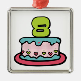 8 jaar oude verjaardagsCake Metalen Ornament