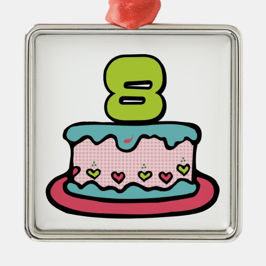 8 jaar oude verjaardagsCake Metalen Ornament (Voorkant)