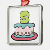 8 jaar oude verjaardagsCake Metalen Ornament (Links)