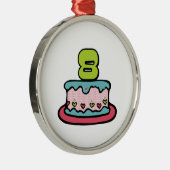 8 jaar oude verjaardagsCake Metalen Ornament (Rechts)