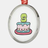 8 jaar oude verjaardagsCake Metalen Ornament (Links)