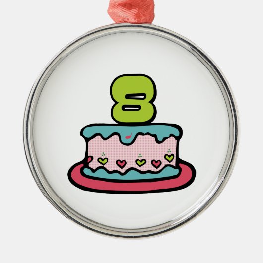8 jaar oude verjaardagsCake Metalen Ornament (Voorkant)