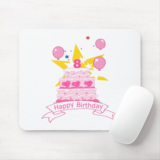 8 jaar oude verjaardagsCake Muismat (Met muis)