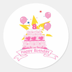 8 jaar oude verjaardagsCake Ronde Sticker