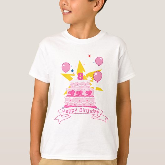 8 jaar oude verjaardagsCake T-shirt (Voorkant)