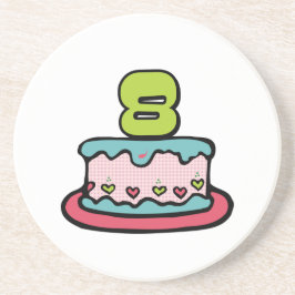 8 jaar oude verjaardagsCake Zandsteen Onderzetter
