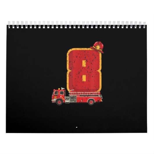 8 jaar oude vogeljongen geeft brandweerman kalender (Hoes)