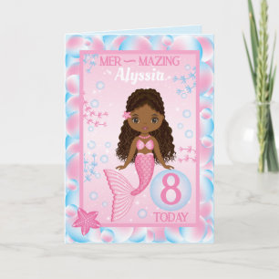 8 jaar oude zwarte zeemeermin    Happy Birthday Ca Kaart