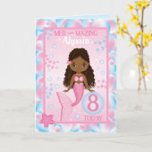 8 jaar oude zwarte zeemeermin | Happy Birthday Kaa Kaart (Gele Bloem)