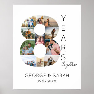 8 Jaar Samen Foto Collage Huwelijksverjaardag Poster