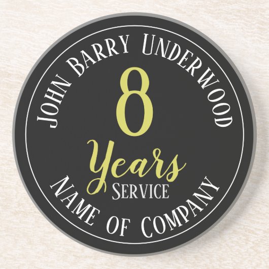 8 jaar Service Staff Award Zandsteen Onderzetter (Voorkant)