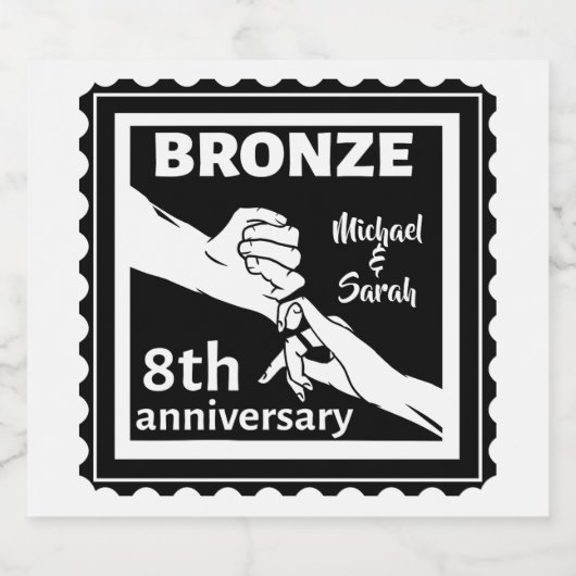 8 jaar traditioneel cadeau brons bier etiket (Enkel label)