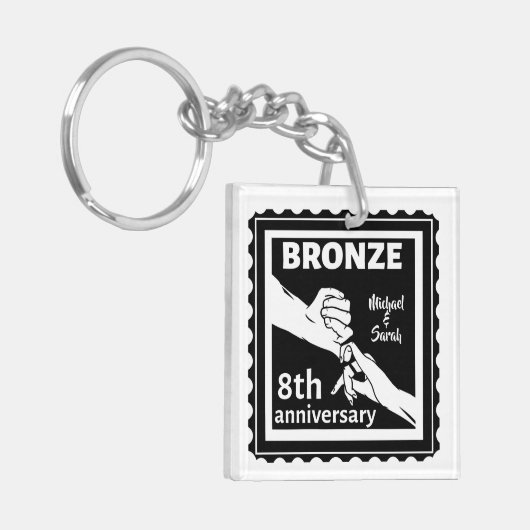 8 jaar traditioneel cadeau brons sleutelhanger (Voorkant Links)