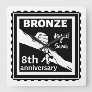 8 jaar traditioneel cadeau brons vierkante klok