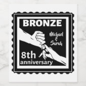8 jaar traditioneel cadeau brons wijn etiket (Enkel label)