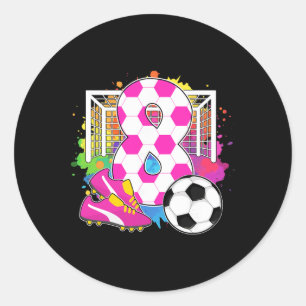 8 Jaar Verjaardag Meisje 8e Verjaardag Voetbal The Ronde Sticker