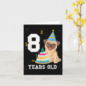 8 Jaar Verjaardag Mops Hond Liefhebber Feest Kinde Kaart (Gele Bloem)
