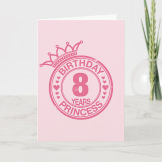 8 jaar - Verjaardag Prinses - roze Kaart
