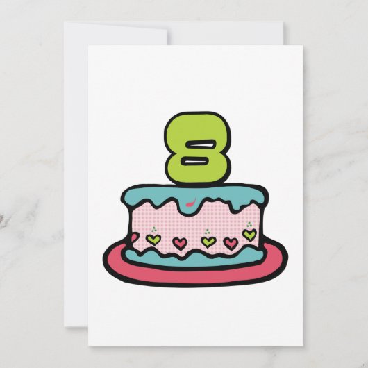 8 Jaar Verjaardagstaart Kaart (Voorkant)
