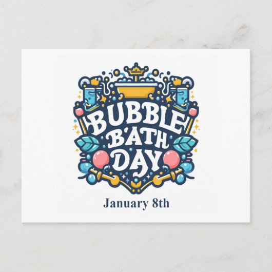 8 jan - bubbelbad dag briefkaart (Voorkant)