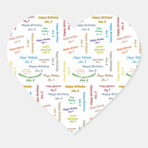 8 januari verjaardagssticker hart sticker