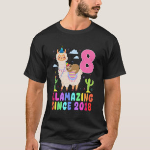 8 jarig meisje Llamazing sinds 2018 verjaardag Par T-shirt