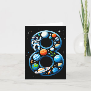 8-jarige astronaut in de buitenruimte verjaardag j kaart