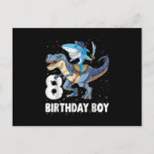 8-jarige jongen, 8-jarig jongetje Shark Dinosaur P Feestdagenkaart (Voorkant)