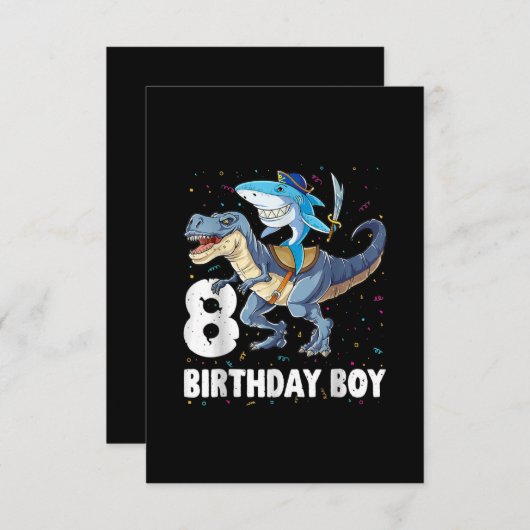 8-jarige jongen, 8-jarig jongetje Shark Dinosaur P Informatiekaartje (Voorkant / Achterkant)